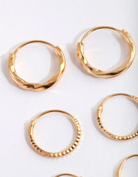 Gold Plated Sterling Silver Graduating Textured Hoop Earring Pack - link has visual effect only