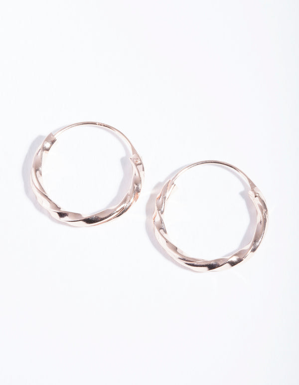 Rose Gold Plated Sterling Silver 18mm Twist Hoop Earrings