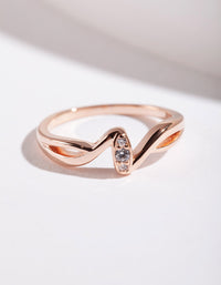 Rose Gold Plated Sterling Silver Cubic Zirconia Wave Ring - link has visual effect only