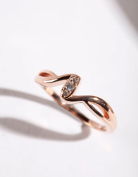 Rose Gold Plated Sterling Silver Cubic Zirconia Wave Ring - link has visual effect only