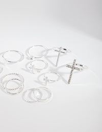 Silver Diamante Cross Ring - link has visual effect only