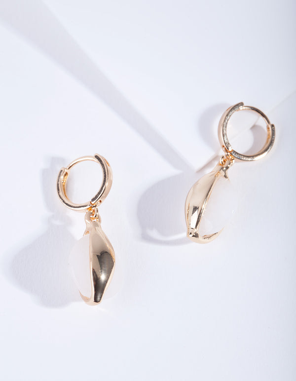 Gold Plated Moonstone Huggie Earrings