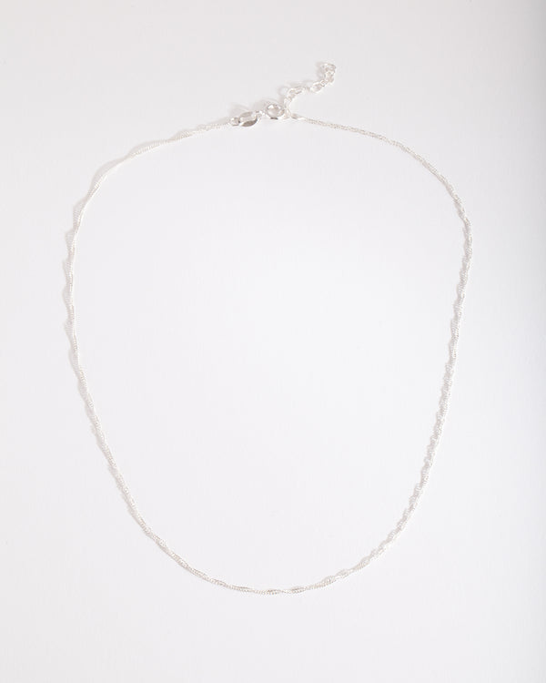 Sterling Silver Singapore Chain 38cm Necklace