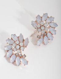 White Rose Gold Gem Stud Earrings - link has visual effect only