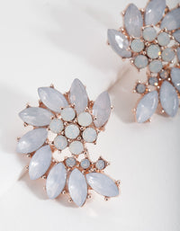 White Rose Gold Gem Stud Earrings - link has visual effect only