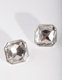 Silver Edge Square Diamond Stud Earrings - link has visual effect only