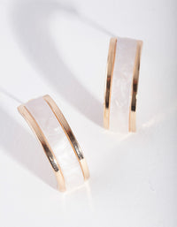 Gold White Curve Stud Earrings - link has visual effect only