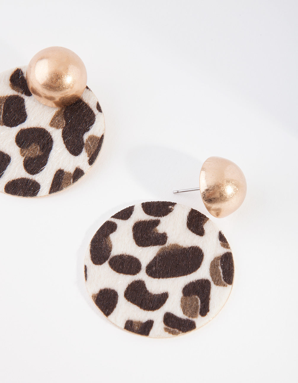 Gold Fluffy Leopard Circle Earrings
