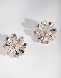 Gold Diamond Large Flower Stud Earrings - link has visual effect only
