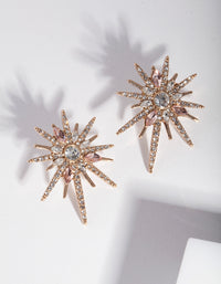 Antique Gold Spikey Diamond Star Earrings - link has visual effect only