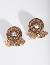 Gold Antique Disc Charm Stud Earrings - link has visual effect only