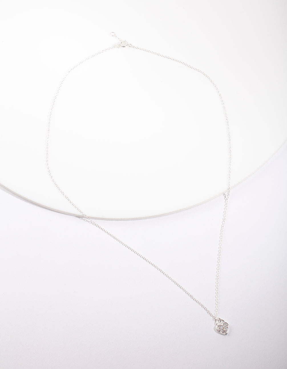 Sterling Silver Cubic Zirconia Padlock Necklace