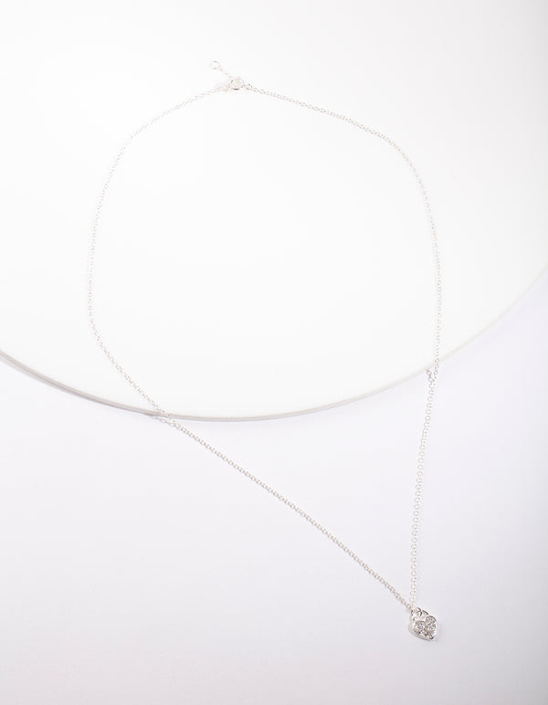 Sterling Silver Cubic Zirconia Padlock Necklace