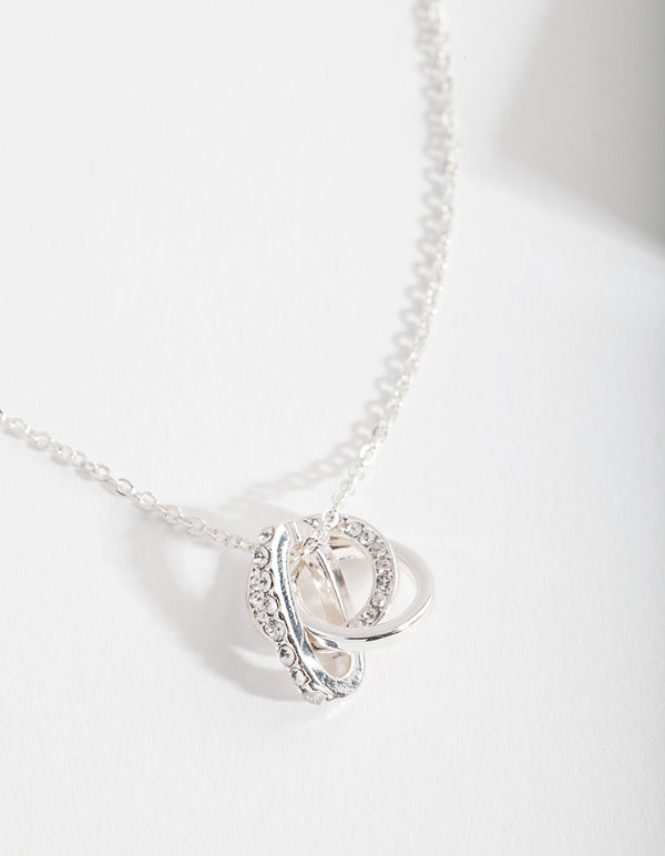 Silver Diamond Simulant Link Necklace