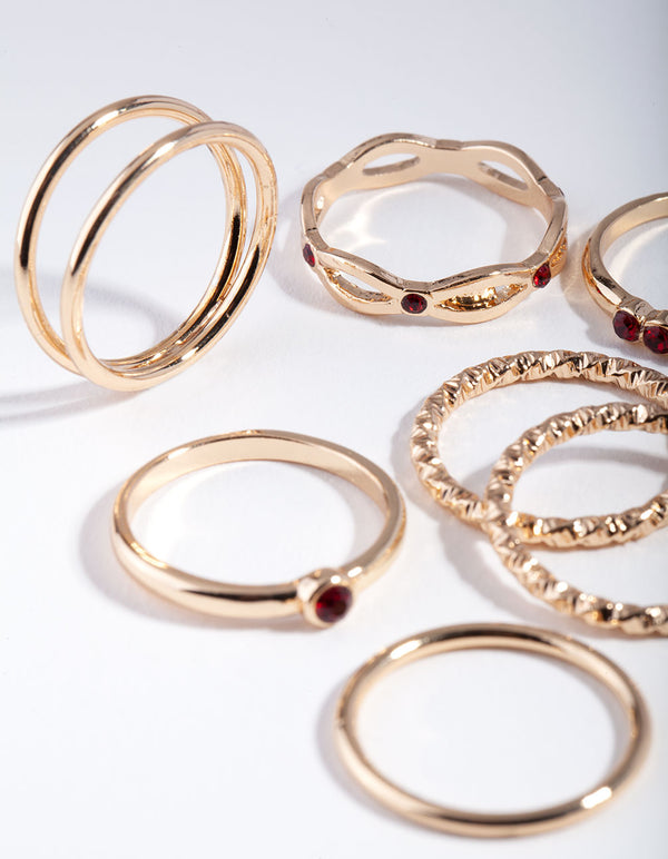 Gold Red Textured Finish Ring 8-Pack