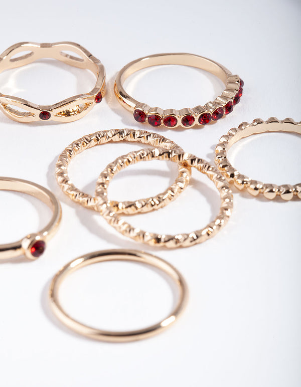 Gold Red Textured Finish Ring 8-Pack