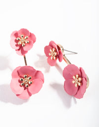 Red Double Metal Flower Earrings - link has visual effect only