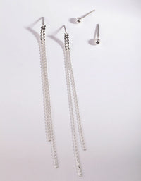 Silver Long Flat Chain Earring Pack - link has visual effect only