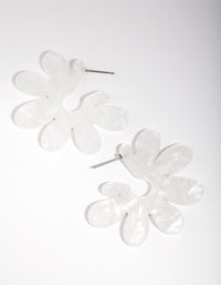 White Acrylic Flower Pearl Hoop Earrings - link has visual effect only