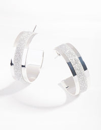 Silver Glitter Strip Hoop Earrings - link has visual effect only