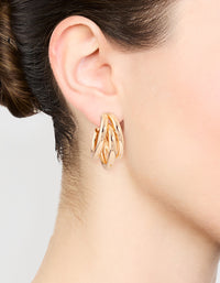 Gold Triple Polished Earrings - link has visual effect only