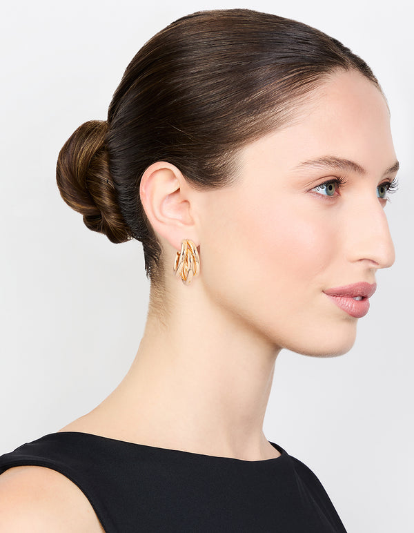 Gold Triple Polished Earrings