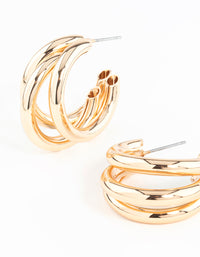 Gold Triple Polished Earrings - link has visual effect only