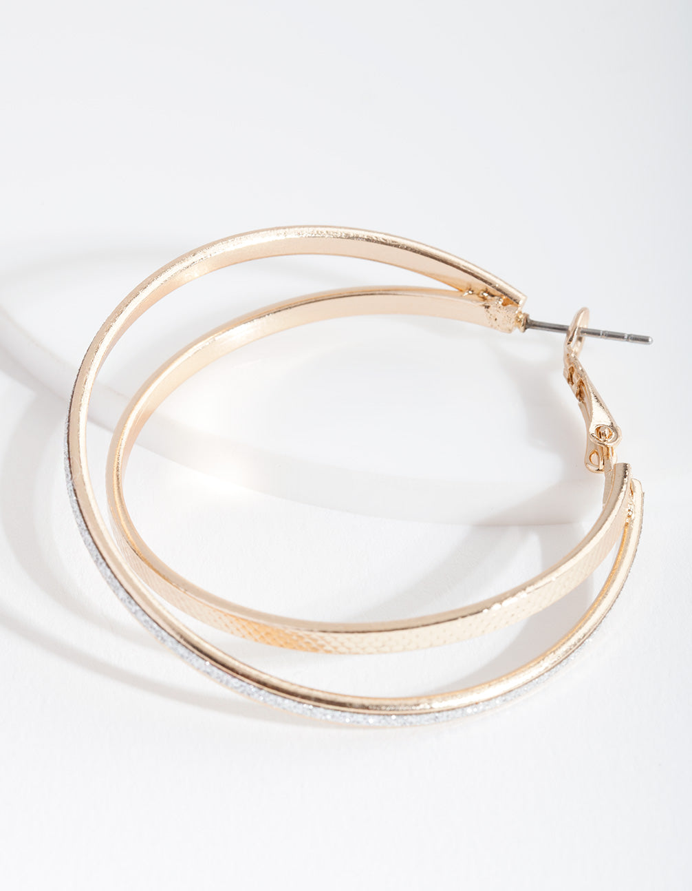 Gold Textured Double Hoop Earrings