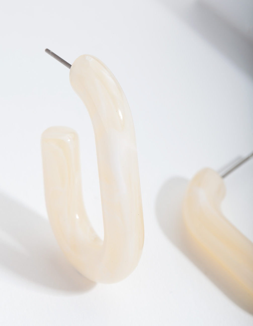 Cream Acrylic Hoop Earrings
