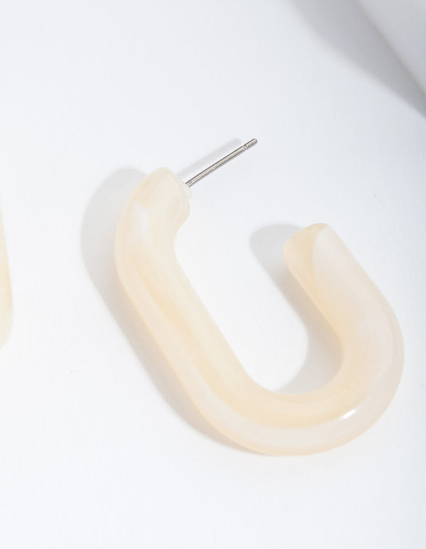 Cream Acrylic Hoop Earrings