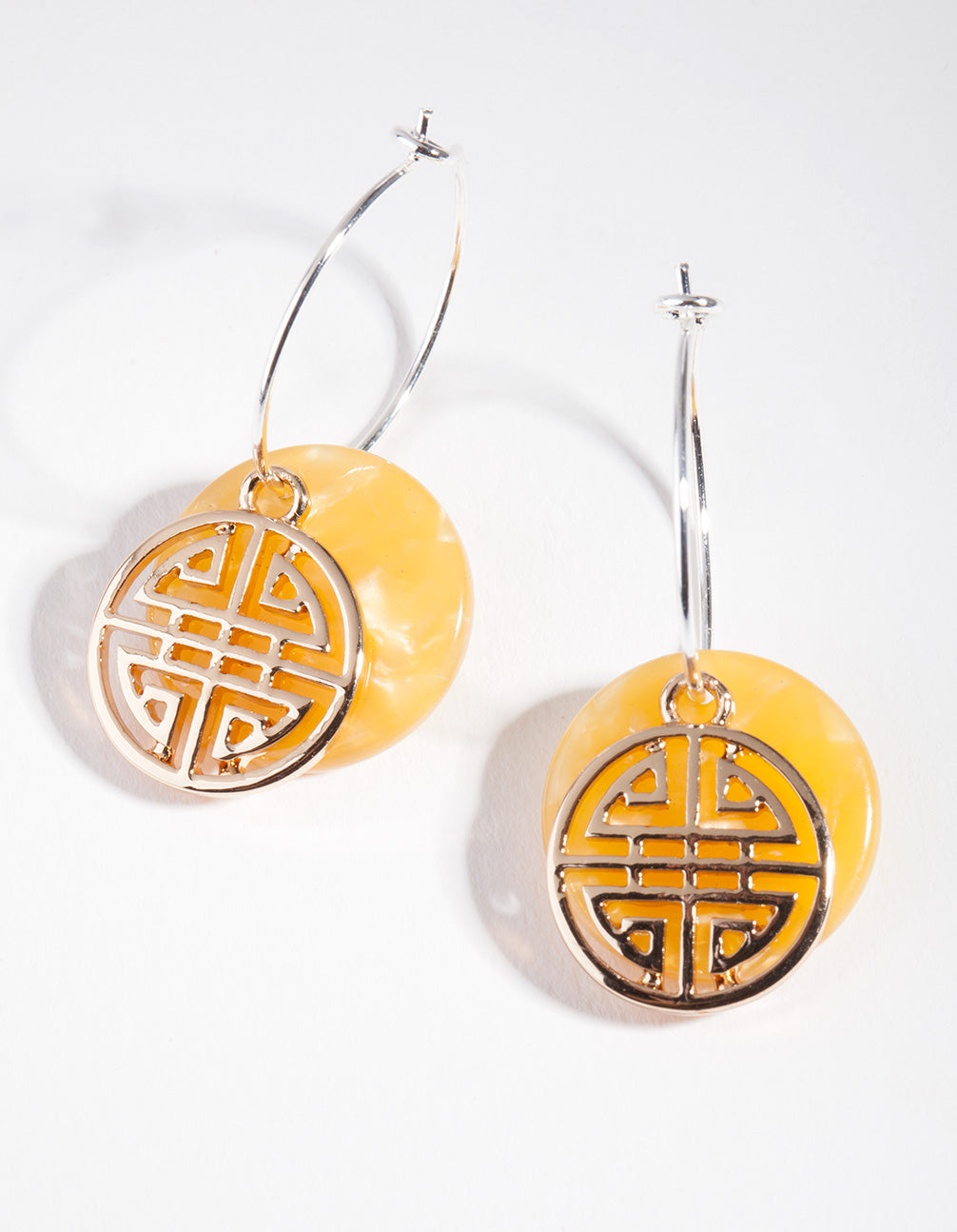 Yellow Acrylic Circle Hoop Earrings