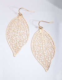 Gold Large Leaf Drop Earrings - link has visual effect only