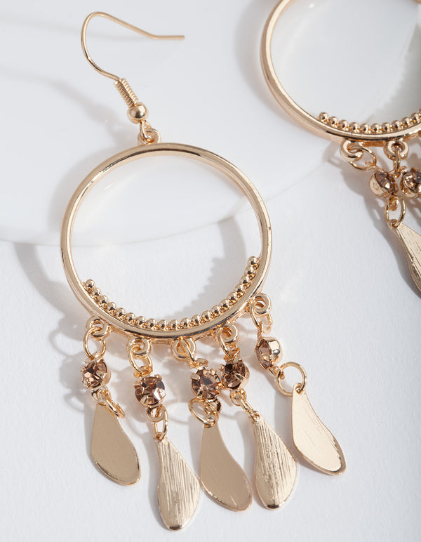 Gold Dreamcatcher Drop Earrings