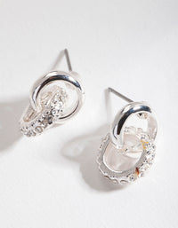 Silver Diamante Link Earrings - link has visual effect only