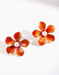 Copper Pearl Flower Earrings - link has visual effect only