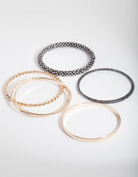 Black & Gold Diamante Bangle 7-Pack - link has visual effect only