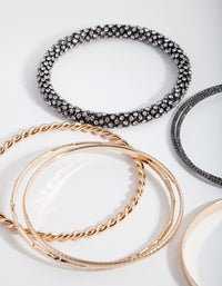 Black & Gold Diamante Bangle 7-Pack - link has visual effect only