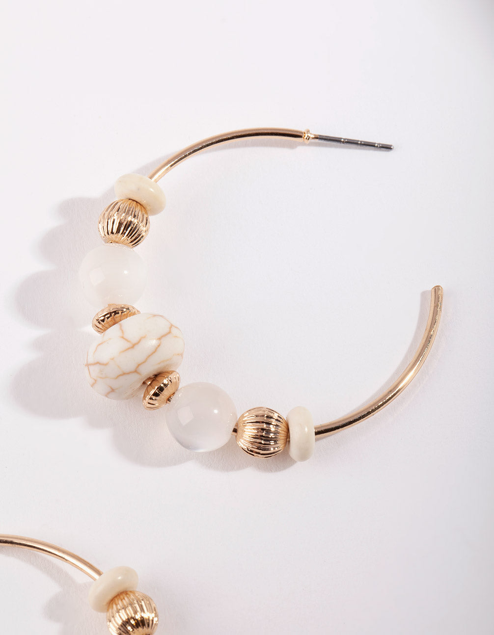 Gold Beaded Half Hoop Earrings