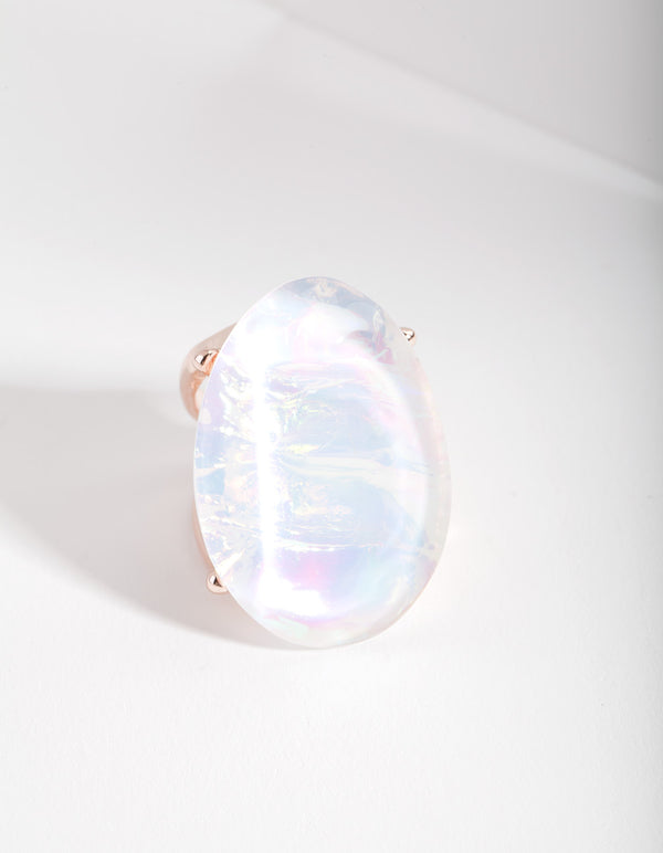 Rose Gold White Cocktail Ring