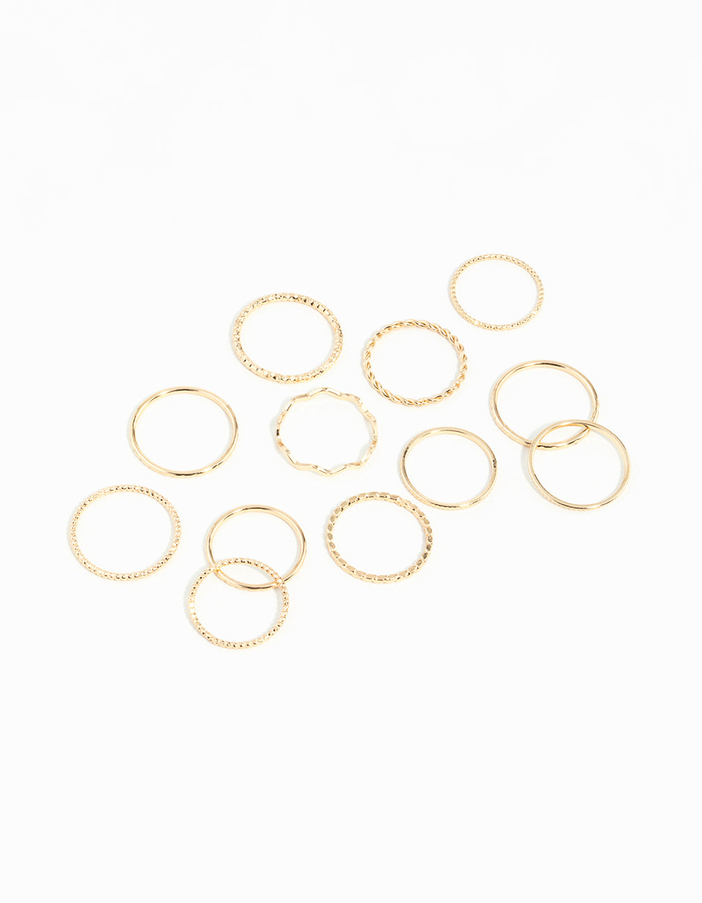 Gold Textured Mixed Size Ring Pack