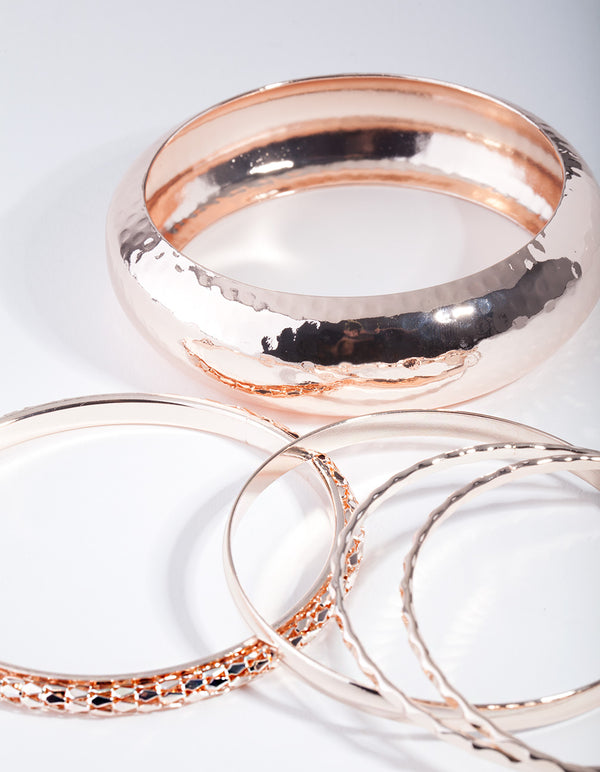 Rose Gold Molten Bangle 5-Pack