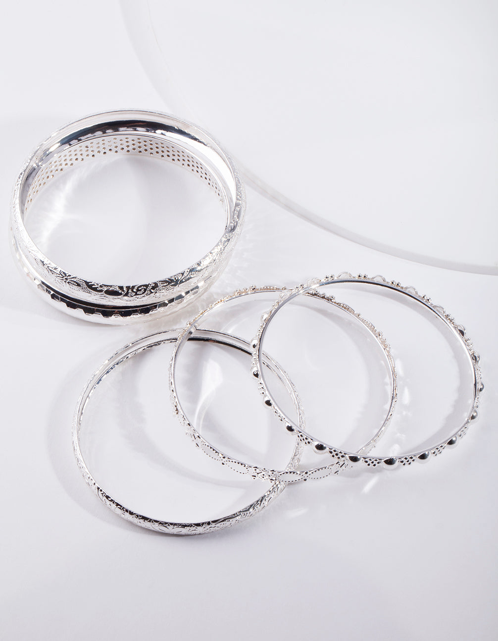 Silver Floral Pattern Bracelet 5-Pack