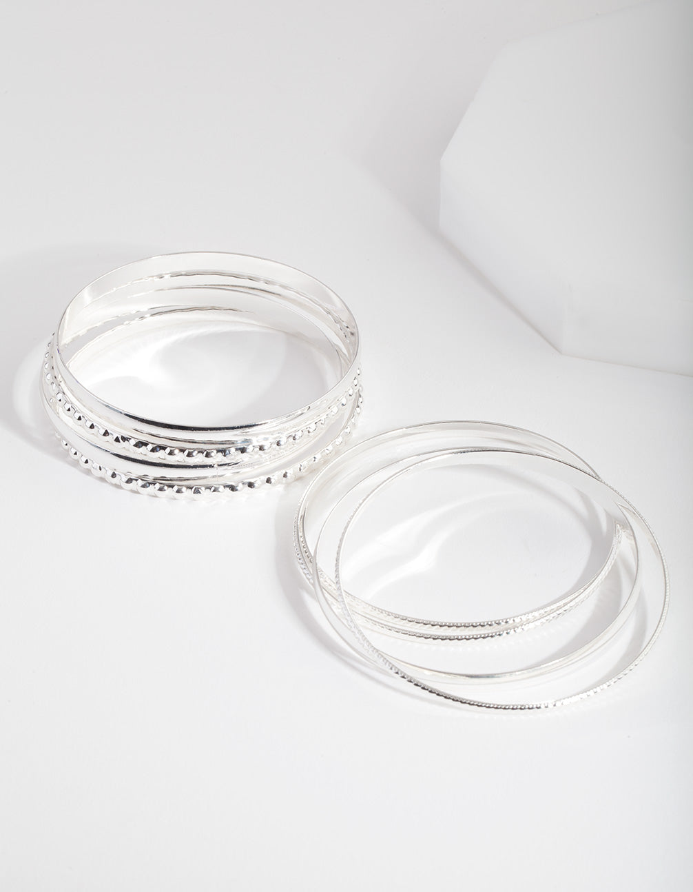 Silver Textured Bangle 8-Pack