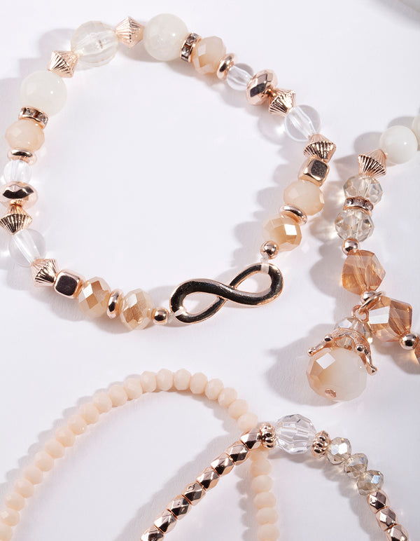 Rose Gold Multi Bead Bracelet 4-Pack