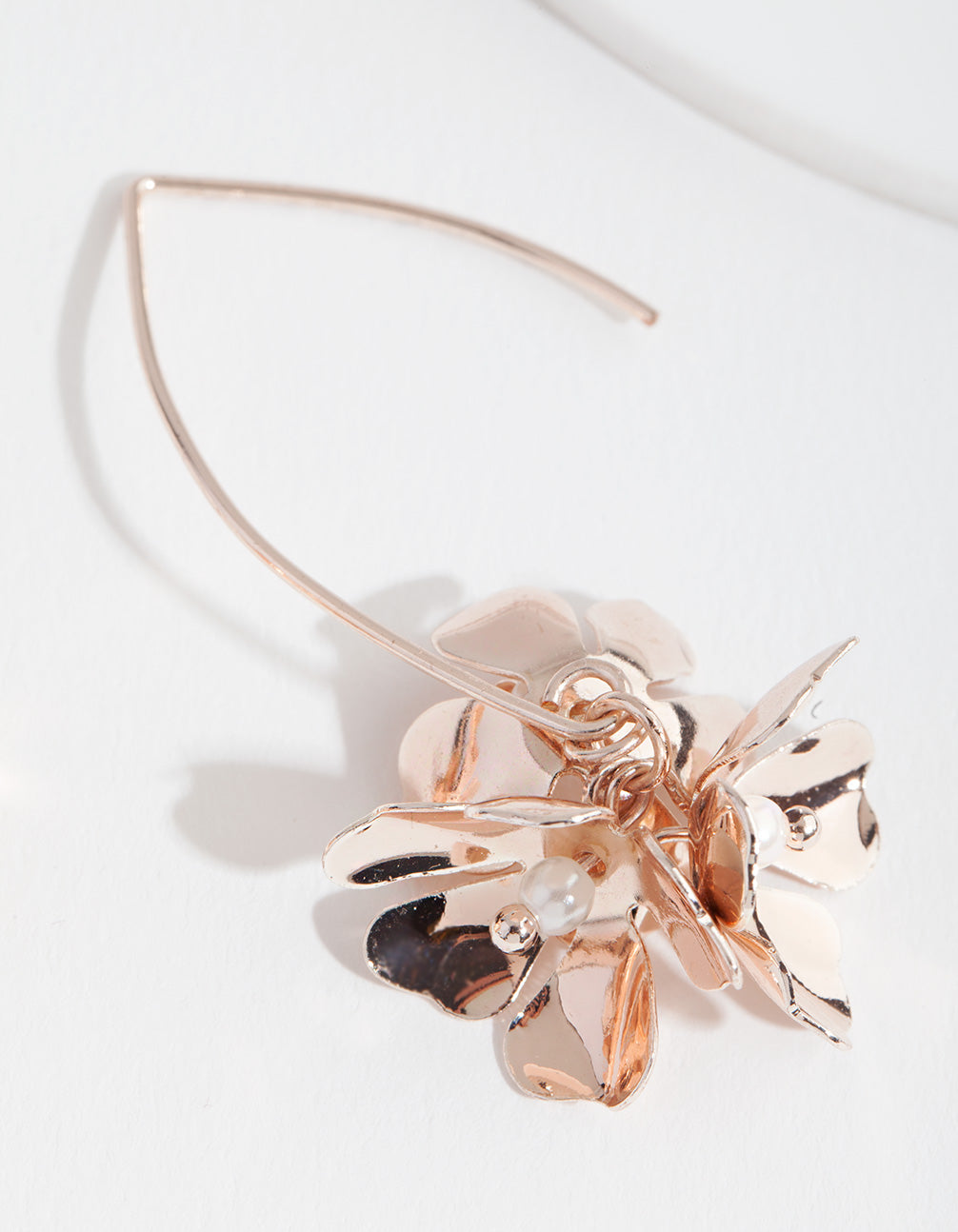 Rose Gold Pearl Flower Earrings