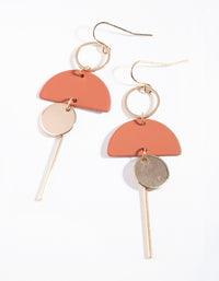 Brown Gold Geometric Earrings - link has visual effect only