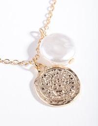Gold Coin Pearl Necklace - link has visual effect only