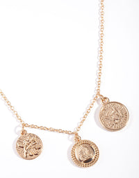 Gold Triple Coin Short Necklace - link has visual effect only