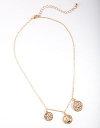 Gold Triple Coin Short Necklace - link has visual effect only