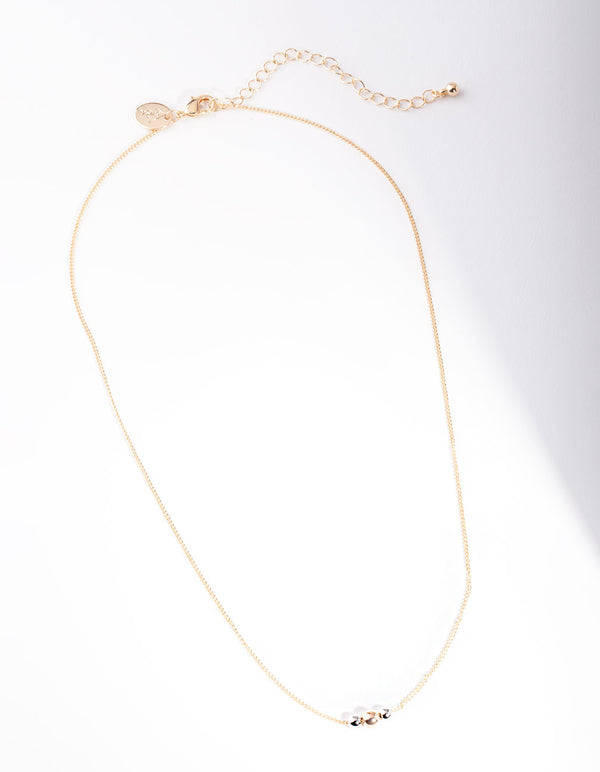 Mixed Metal Triple Ball Necklace